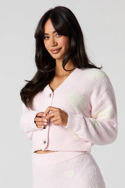 Jacquard Knit Button-Up Cardigan