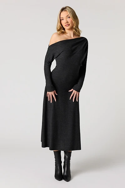 Off Shoulder Midi Sweater Dress