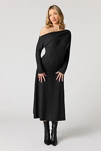 Off Shoulder Midi Sweater Dress