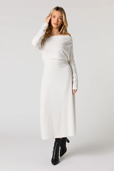 Off Shoulder Midi Sweater Dress