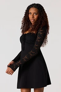 Lace Long Sleeve Mini Dress