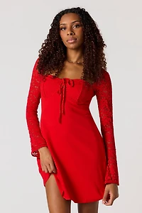 Lace Long Sleeve Mini Dress