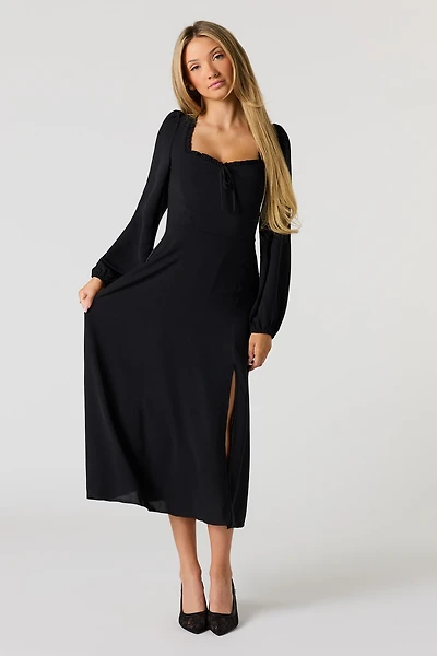 Floral Printed Long Sleeve Midi Dress