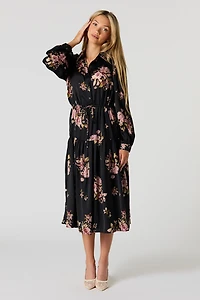 Tiered Button-Up Collared Midi Dress