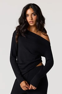 Asymmetrical Off Shoulder Long Sleeve Top