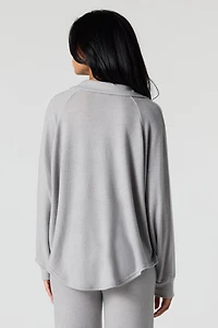 V-Neck Collared Long Sleeve Top