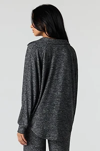 V-Neck Collared Long Sleeve Top