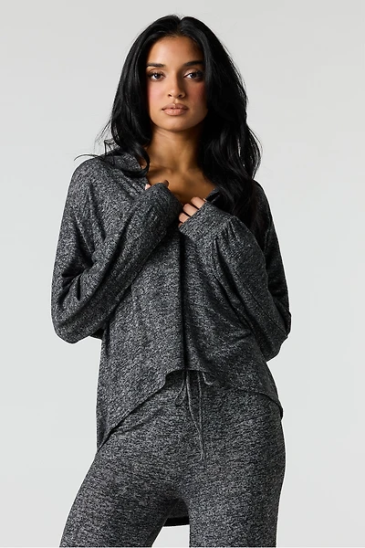 V-Neck Collared Long Sleeve Top