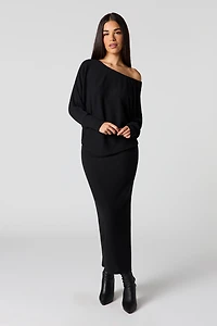 Ribbed Knit Midi Skirt