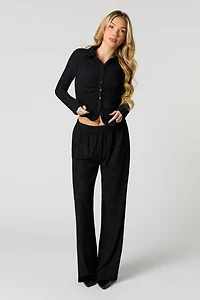 Textured Wide Leg Pant