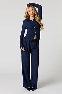 Textured Wide Leg Pant