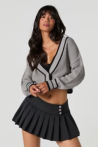 Contrast Trim Cropped Cardigan