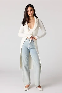 Cardigan long avec col en similifourrure