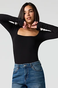 Square Neck Long Sleeve Bodysuit