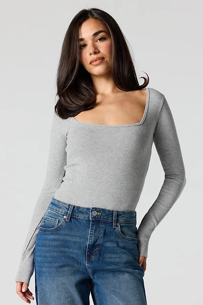 Square Neck Long Sleeve Bodysuit