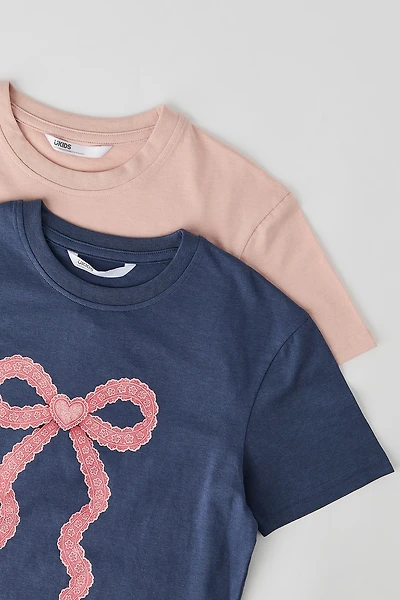 T-shirt imprimé et uni pour fille (Lot de 2)