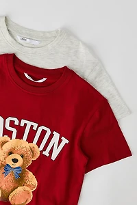 Girls Luxe Heavy Cotton Graphic & Solid T-Shirt (2 Pack)