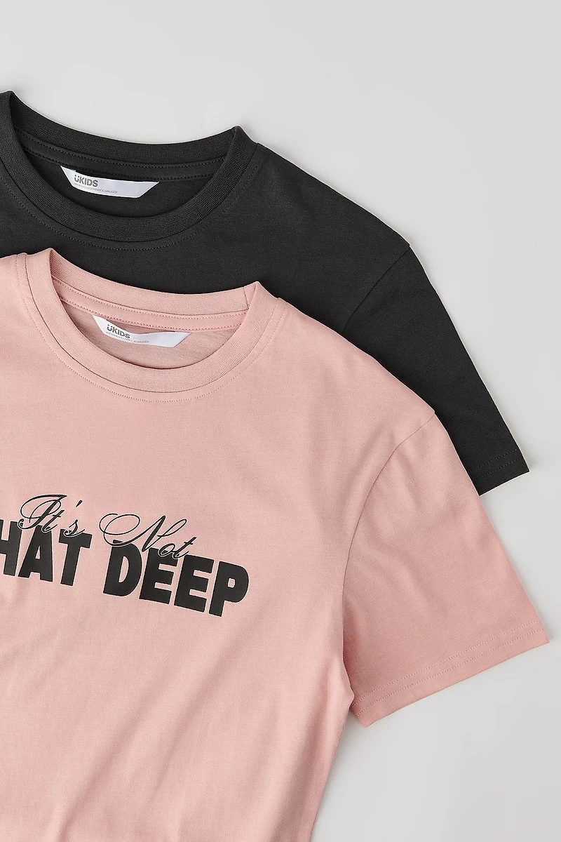 Girls Luxe Heavy Cotton Graphic & Solid T-Shirt (2 Pack)