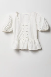 Haut à manches bouffantes courtes