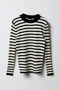 Chandail en tricot côtelé rayé pour filles