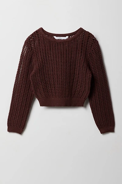 Haut carré crocheté à manches longues pour filles