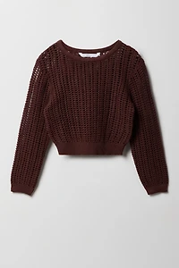 Haut carré crocheté à manches longues pour filles