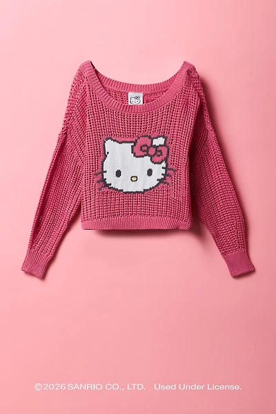 Hello Kitty® Girls Jacquard Knit Boat Neck Sweater
