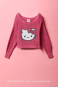 Hello Kitty® Girls Jacquard Knit Boat Neck Sweater