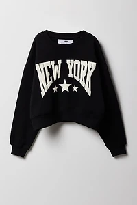 Girls Puffed Print Fleece Sweatshirt