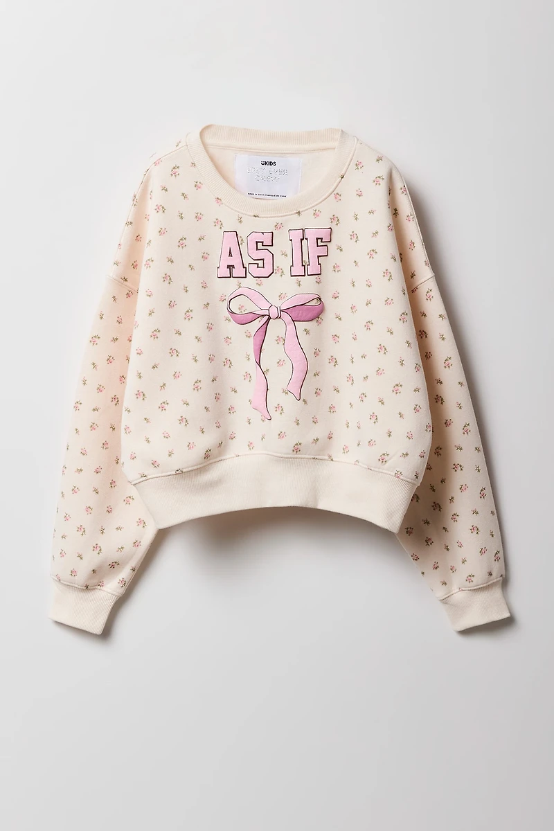 Girls Puff Print Fleece Sweatshirt
