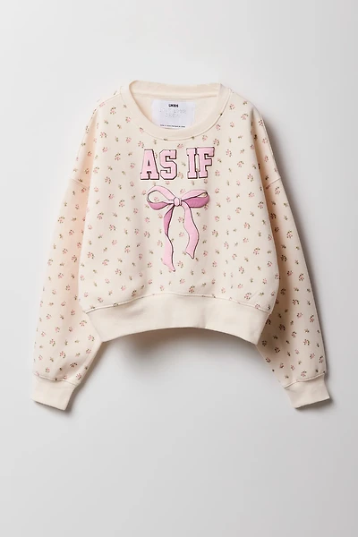 Girls Puff Print Fleece Sweatshirt
