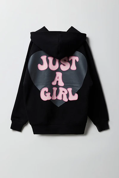 Girls Puff Print Oversized Hoodie