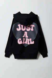 Girls Puff Print Oversized Hoodie