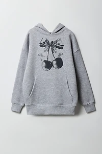 Haut surdimensionné à capuchon imprimé pour fille