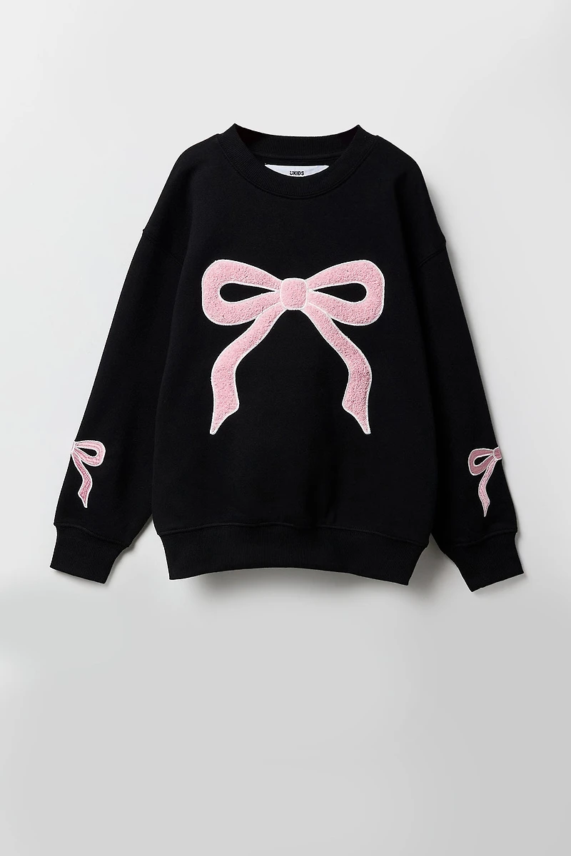 Girls Chenille Embroidered Oversized Sweatshirt