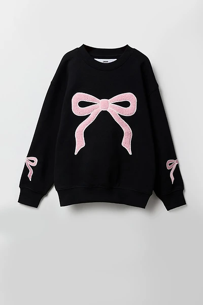 Girls Chenille Embroidered Oversized Sweatshirt