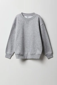 Girls Rhinestone Bow Oversized Sweatshirt