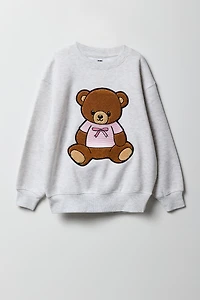 Chandail surdimensionné avec motif brodé en chenille pour fille