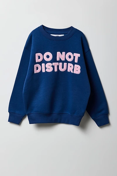Girls Chenille Embroidered Oversized Sweatshirt