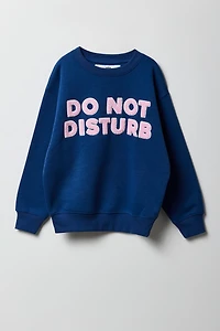 Girls Chenille Embroidered Oversized Sweatshirt