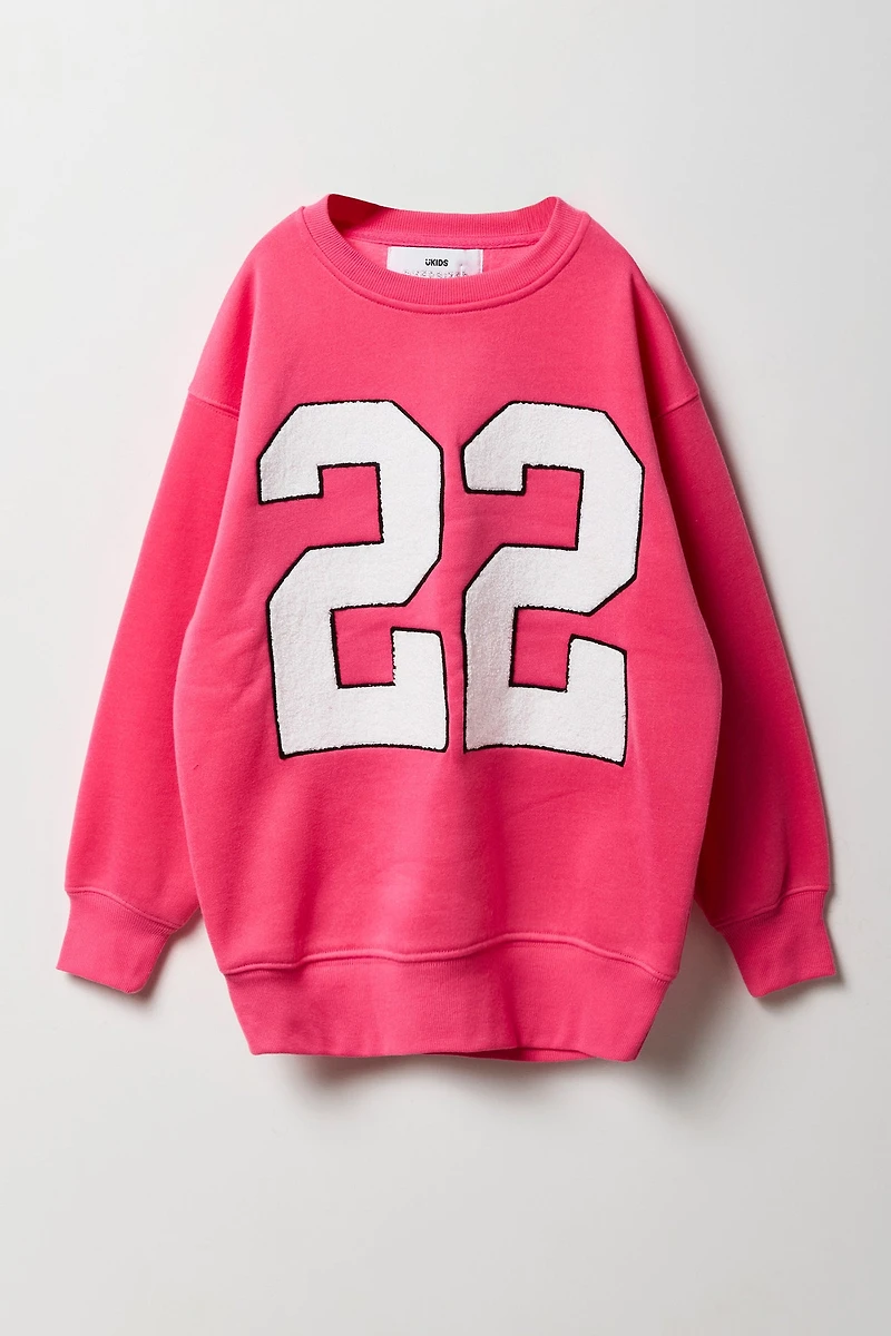 Girls Oversized Graphic Fleece Sweatshirt