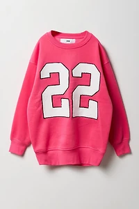 Girls Oversized Graphic Fleece Sweatshirt