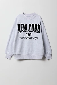Girls Oversized Flock Print Fleece Sweatshirt