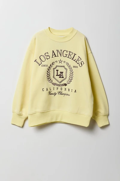 Chandail surdimensionné en molleton avec motif brodé LA pour fille