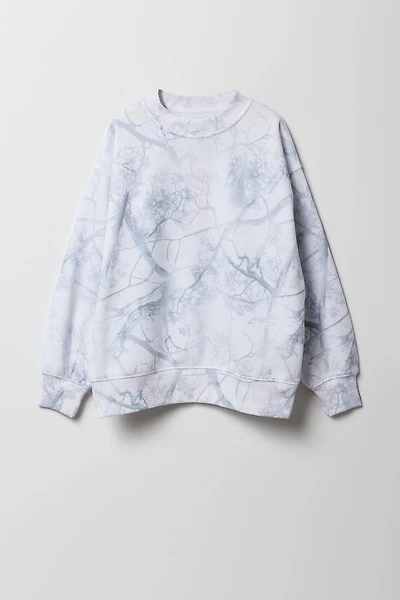 Chandail surdimensionné en molleton avec motif camouflage pour fille