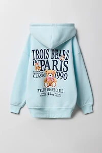 Haut surdimensionné à capuchon en molleton avec motif pour fille