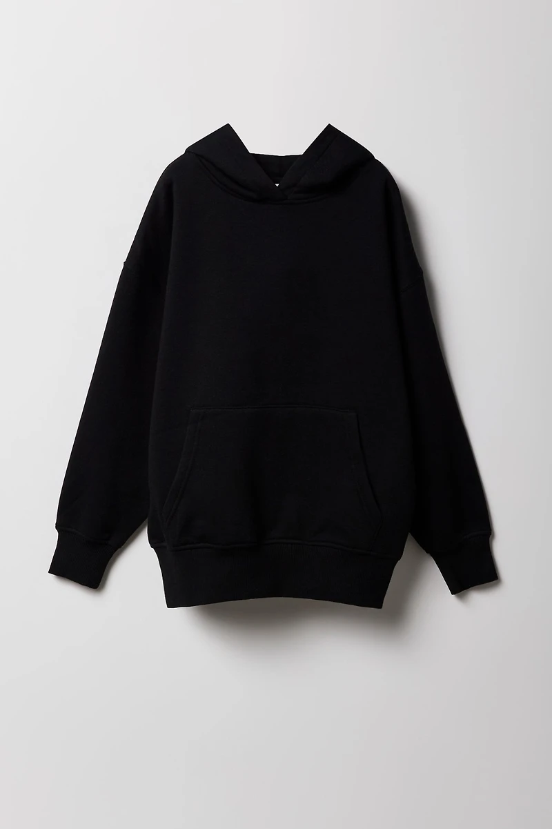 Girls Solid Fleece Oversized Hoodie