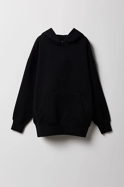 Girls Solid Fleece Oversized Hoodie