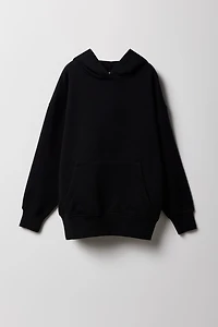 Girls Solid Fleece Oversized Hoodie