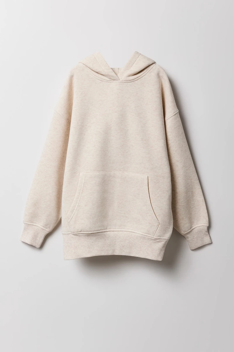 Haut surdimensionné à capuchon en molleton uni pour fille